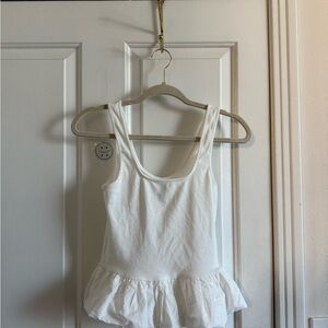 Bubble Peplum White Tank Top